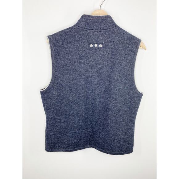 Woolrich Womens Wool Vest Size L Dark Charcoal Heather Grey Full Zip Snowflake - Picture 2 of 8